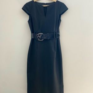 Antonio Melani pinstripe dress with wide belt / black / size 2